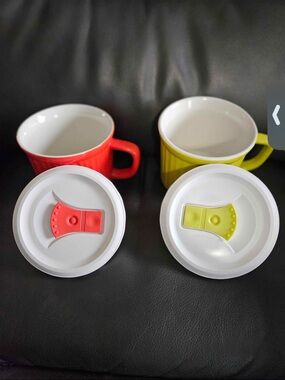 CorningWare Bright Yellow Ceramic Mug with Floral Logo